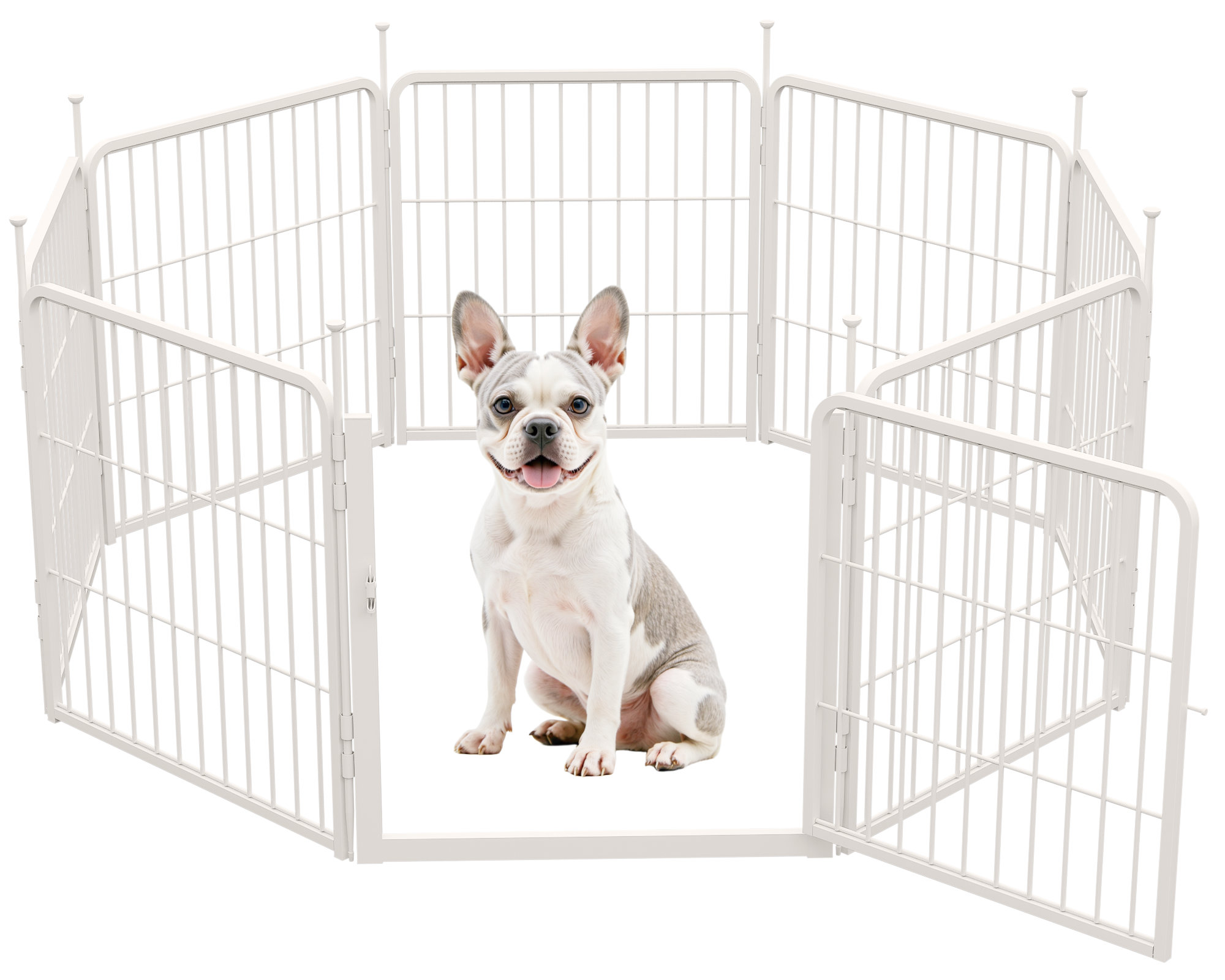 SunsGrove Dog Playpen with Wider Door, Heavy Duty Anti-Rust Pet Pen for Indoor, Courtyard, RV Camping for Puppy and Small Dogs,24'' 8 Panels,White